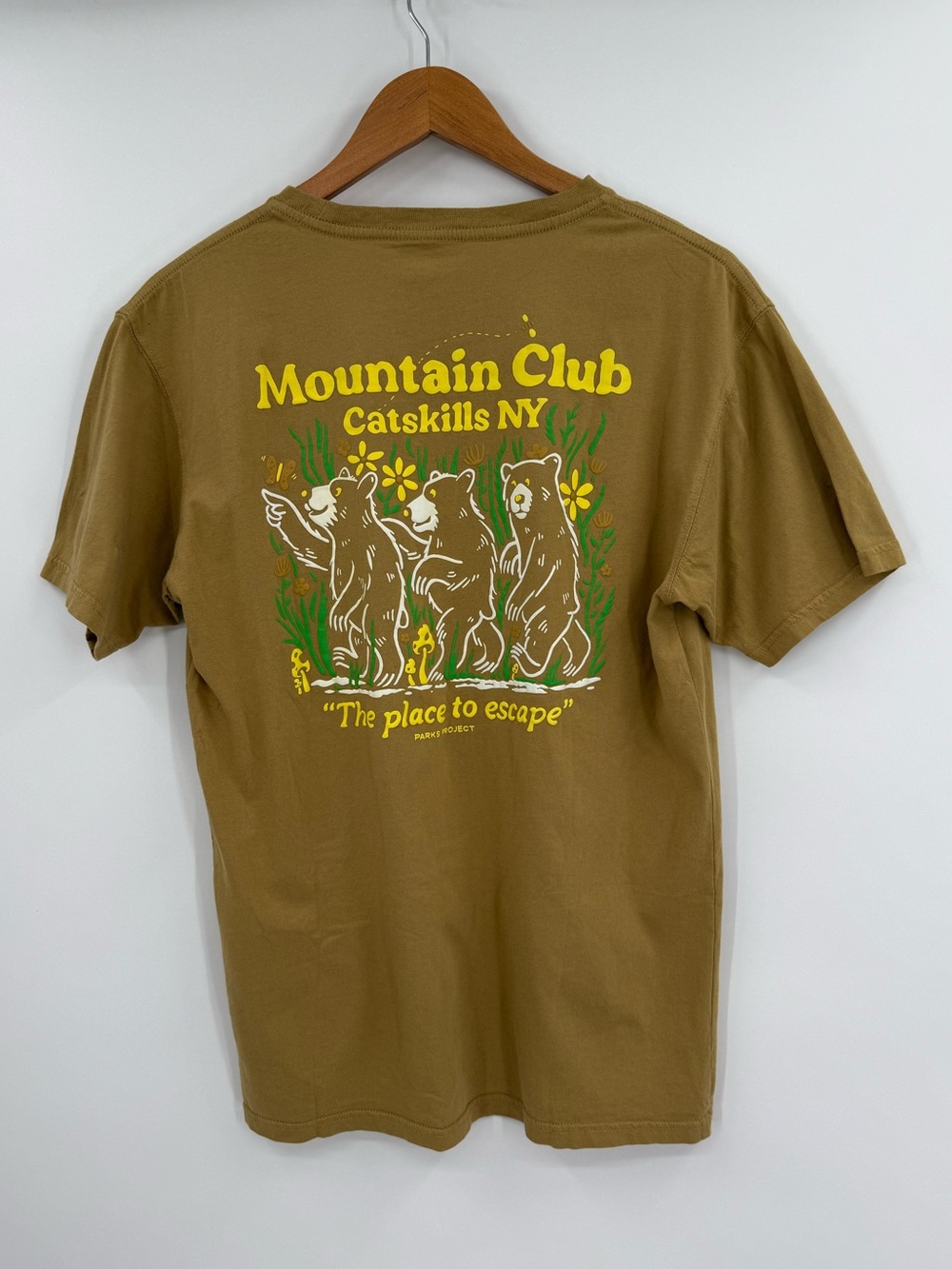 Parks Project Catskills NY Puffy Mountain Club Pocket Tee | Mustard | Small